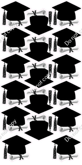 17 pc Blank Black Sparkle Graduation Theme0651