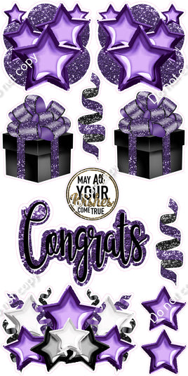 11 pc Purple Cursive & Flair Congrats Sets