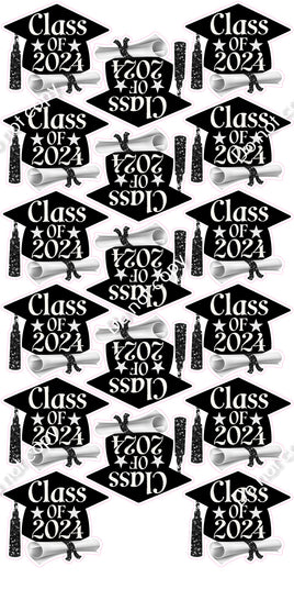17 pc Sparkle Black Grad Hat 2024 Theme0853