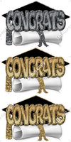 3 pc Congrats, Hat, & Diploma Sets