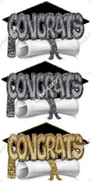 3 pc Congrats, Hat, & Diploma Sets