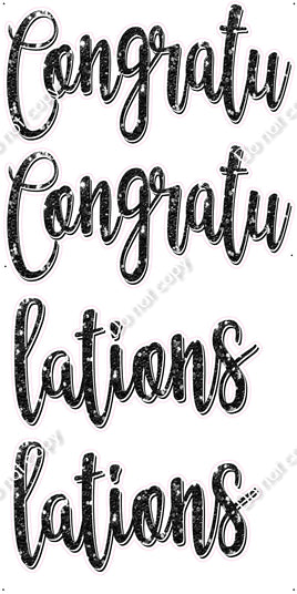 4 pc Black Sparkle - Cursive Split Congratulations