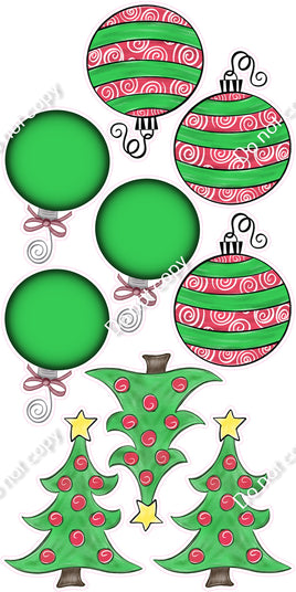 9 pc Christmas Tree and Ornament Set Theme0983