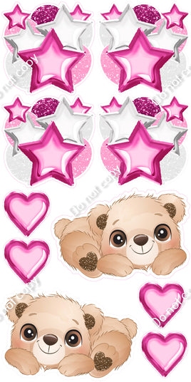 10 pc Baby Pink & White Foil with Bears Set Theme1021