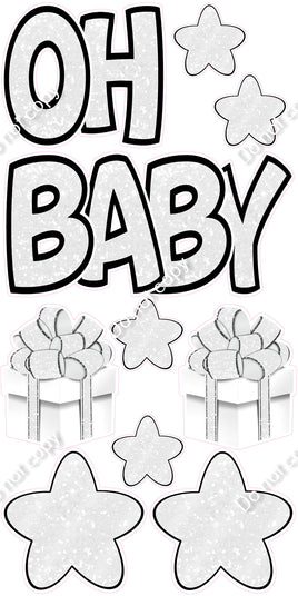10 pc White Sparkle with Outlines - Oh Baby Set
