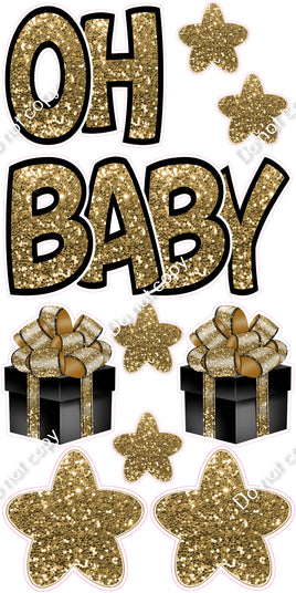 10 pc Gold Sparkle with Outlines - Oh Baby Set