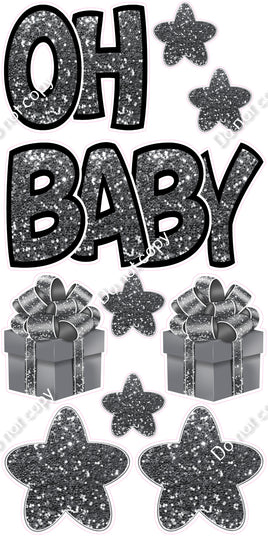 10 pc Silver Sparkle with Outlines - Oh Baby Set
