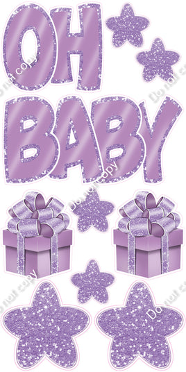 10 pc Flat Lavender with Lavender Outlines - Oh Baby Set