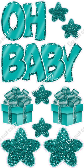 10 pc Flat Teal with Teal Outlines - Oh Baby Set