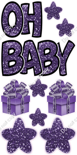 10 pc Purple Sparkle with Outlines - Oh Baby Set