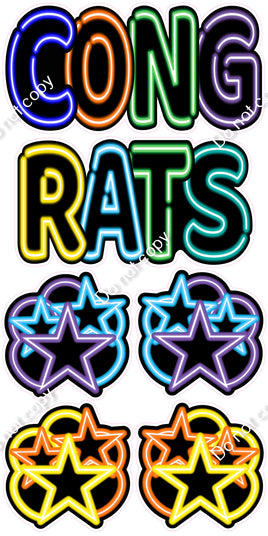 6 pc Neon Split Congrats Sets