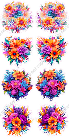 8 pc Water Color Flower Set