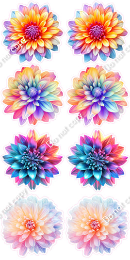 8 pc Water Color Flower Set