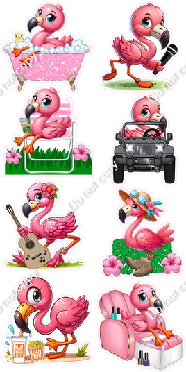 8 pc Flamingo Set