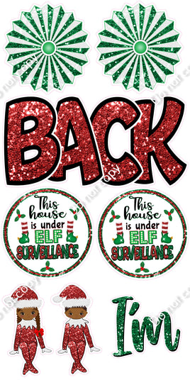 8 pc I'm Back - Green & Red Sparkle - Dark Skin Tone