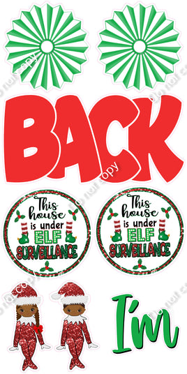 8 pc I'm Back - Flat Green & Red - Dark Skin Tone