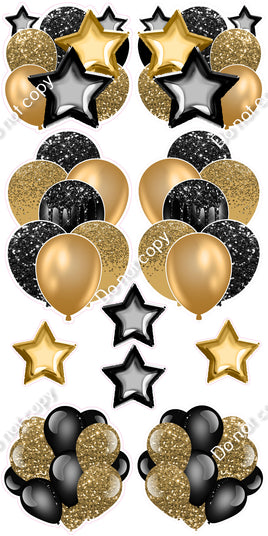 10 pc - Black & Gold Balloon Set