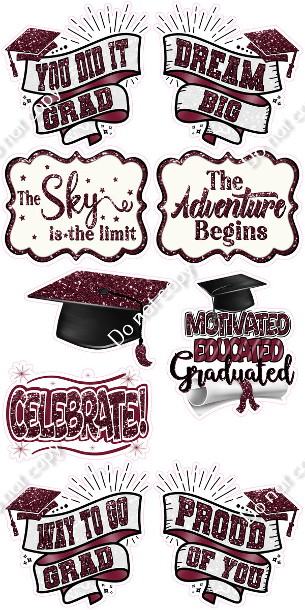 9 pc Graduation Statement Sets - Sparkle| Sign Swag USA