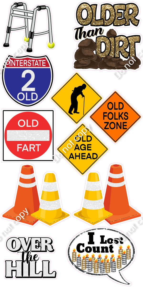 11 pc Old People Retirement Set| Sign Swag USA