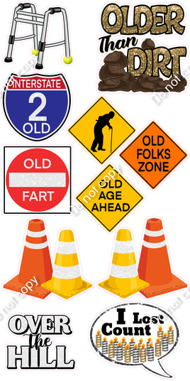11 pc Old People Retirement Set