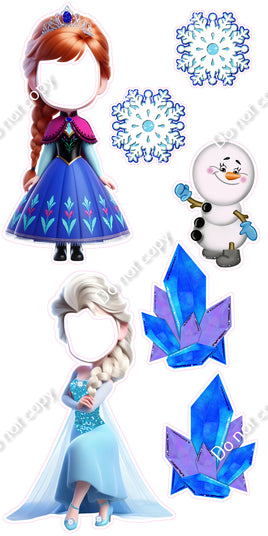 7 pc Elsa and Anna Face Cutout Set
