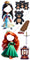 7 pc Mulan and Merida Face Cutout Set