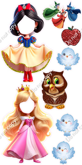 8 pc Snow White and Aurora Face Cutout Set