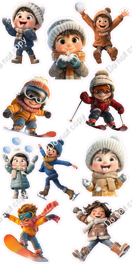 10 pc Kids in Snow Set