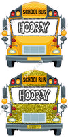 4 pc Flat and Sparkle School Bus Face Cutouts
