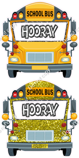 4 pc Flat and Sparkle School Bus Face Cutouts