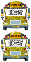 4 pc Flat and Sparkle School Bus Face Cutouts