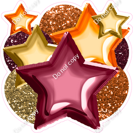 Fall - Orange, Burgundy, Gold Foil Balloon & Star Bundle