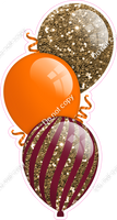 Fall - Sparkle - Orange, Burgundy, Gold Triple Balloon Bundle
