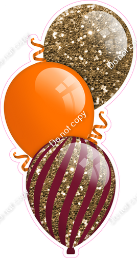 Fall - Sparkle - Orange, Burgundy, Gold Triple Balloon Bundle