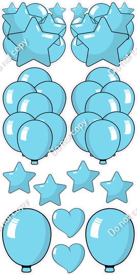 12 pc Baby Blue Cartoon Flair Set