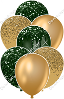 Gold & Hunter Green Sparkle Balloon Bundle