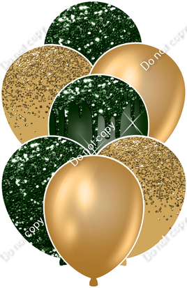 Gold & Hunter Green Sparkle Balloon Bundle