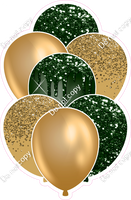 Gold & Hunter Green Sparkle Balloon Bundle
