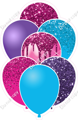 Caribbean, Hot Pink & Puyrple XL Balloon Bundle