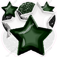 Hunter Green & White Balloon & Star Bundle