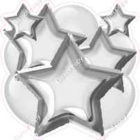 Flat Light Silver Balloon & Star Bundle