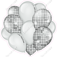 Disco - Light Silver Balloon Cluster w/ Variants