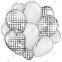 Disco - Light Silver Balloon Cluster w/ Variants