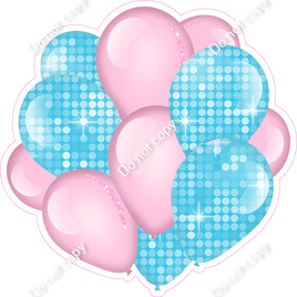 Disco - Baby Pink & Baby Blue - Balloon Cluster