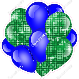 Disco - Green & Blue - Balloon Cluster