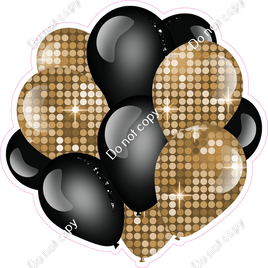 Disco - Gold & Black - Balloon Cluster w/ Variants