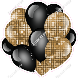 Disco - Gold & Black - Balloon Cluster