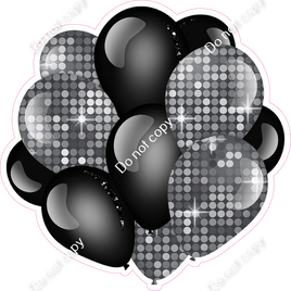 Disco - Silver & Black - Balloon Cluster