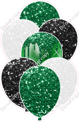 Green, Black & White Sparkle XL Balloon Bundle