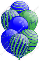 Blue & Green Balloons - Sparkle Accents